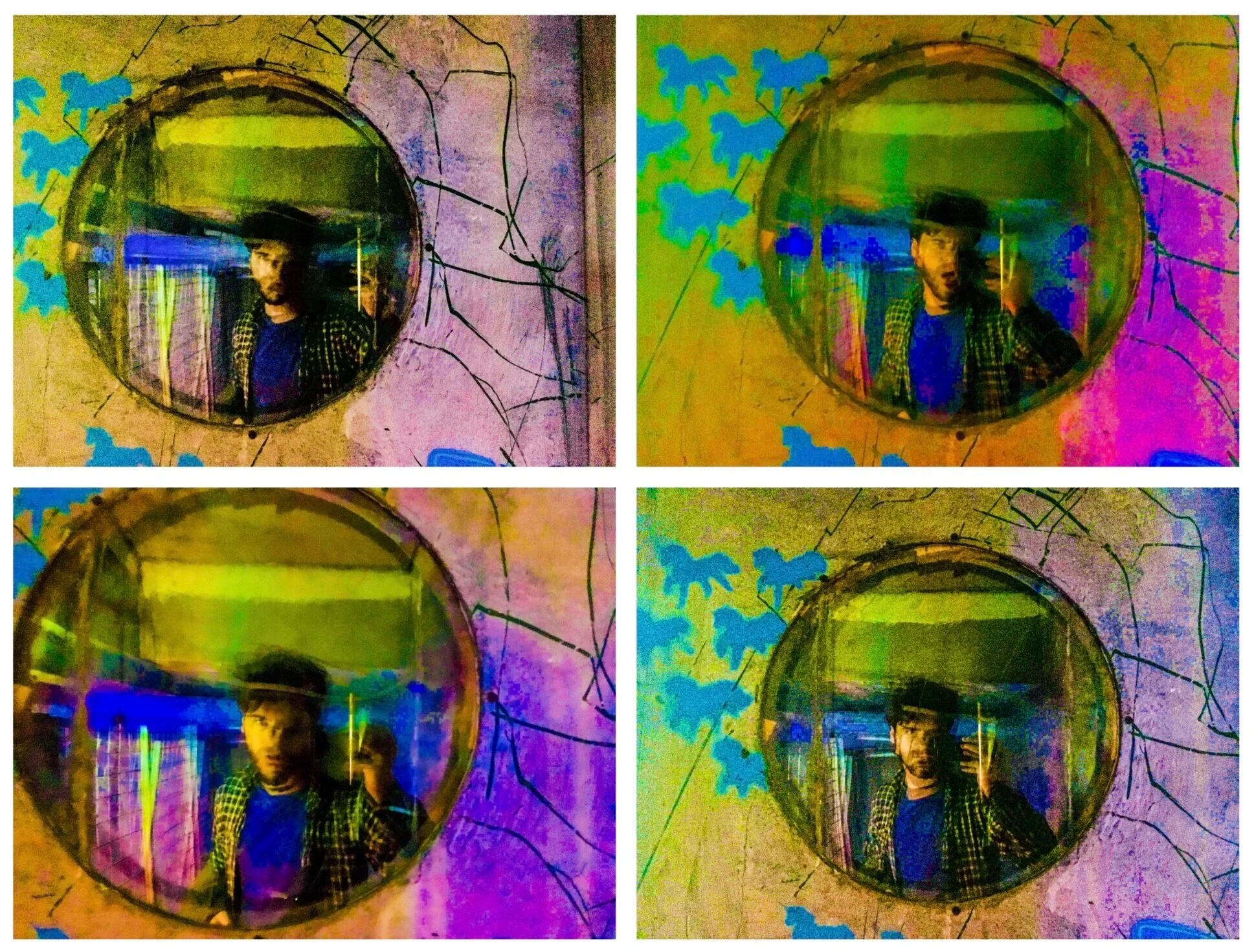 Queer Self-Portraits, Feliza Arcoiris (Clockwise from top left: Cubism; Expressionism; Narcissism; Selfie), LuisDa Molina  Currently based in Maine and originally from Spain, LuisDa Molina is a wanderer concerned with theater & the ga(y)ze. Hi…