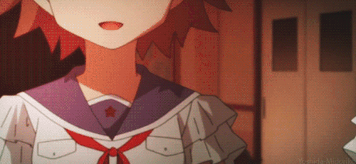 Figure 10b In the moments in which Yuki’s reality comes apart at the seams, she experiences the dissonance that the viewers of Gakkōgurashi! do by slipping in and out of her point of view. Source: Gakkōgurashi! (GIF via).