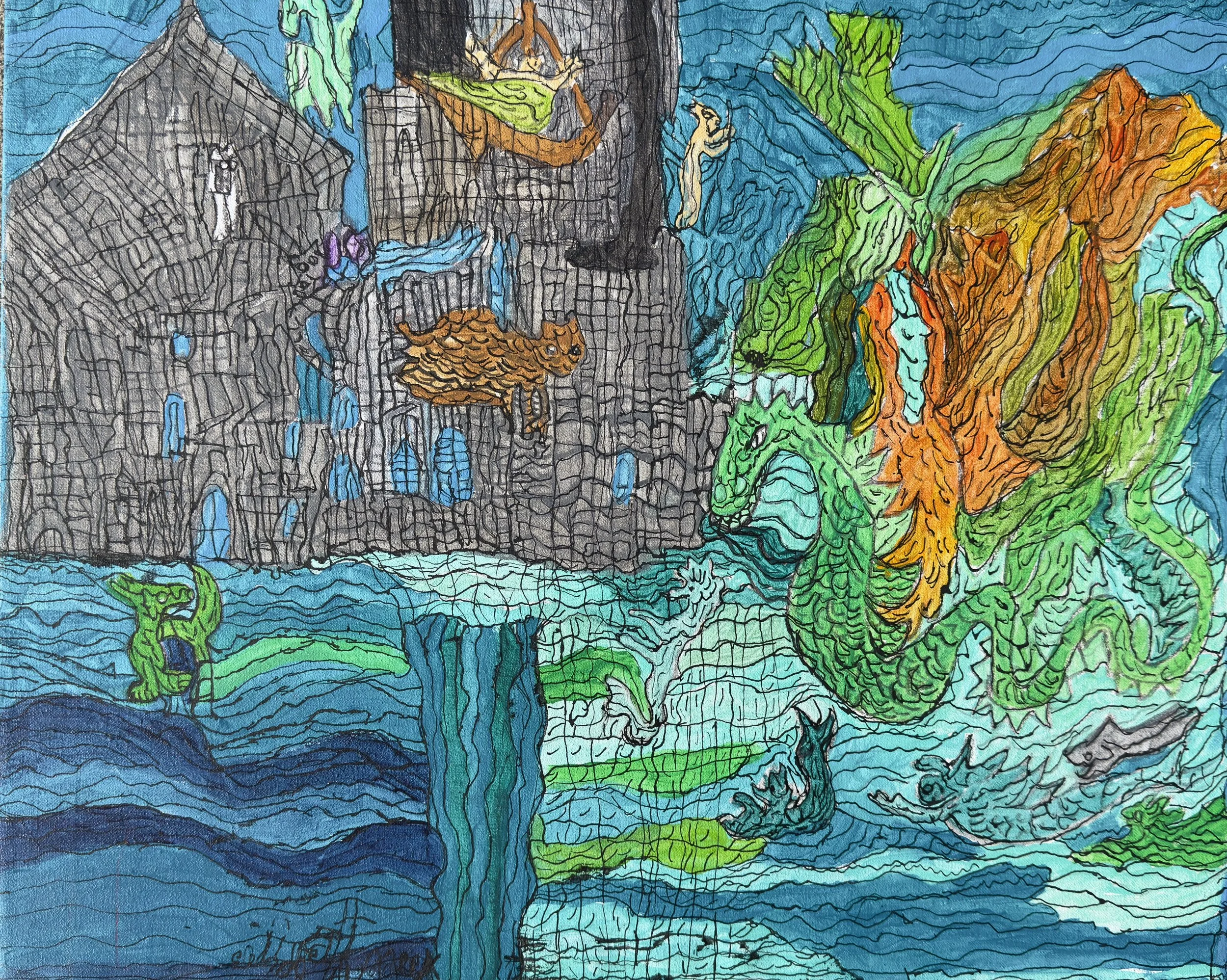 Water Dragon, and the Fantasy Castle.jpeg