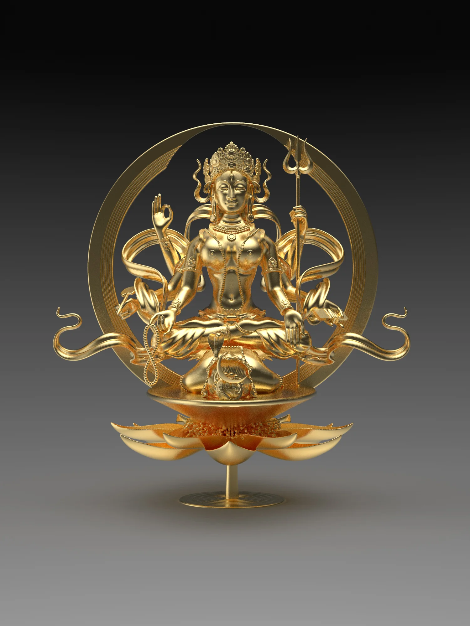 Parā gold plated bronze variable dimensions "She is the primordial Word, the very essence of the highest reality, pervading all things and eternally in creative motion: She is simply luminous pure consciousness, vibrating with the greatest subtlety as the ground of all being" ~ Rājānaka Abhinavagupta (trans. Prof. Alexis Sanderson)