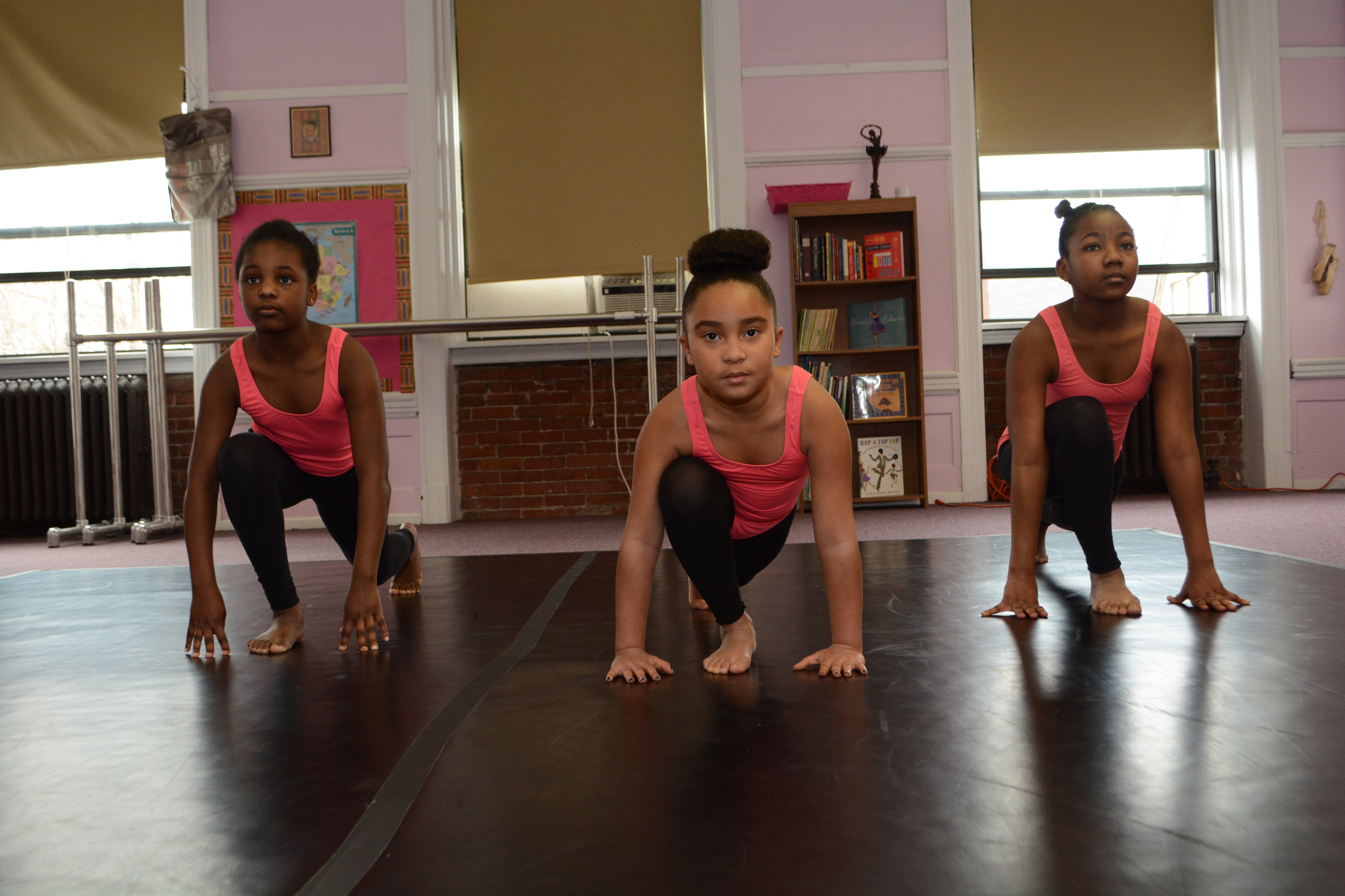  Hill Dance Academy Theatre students prepare for class through stretching 