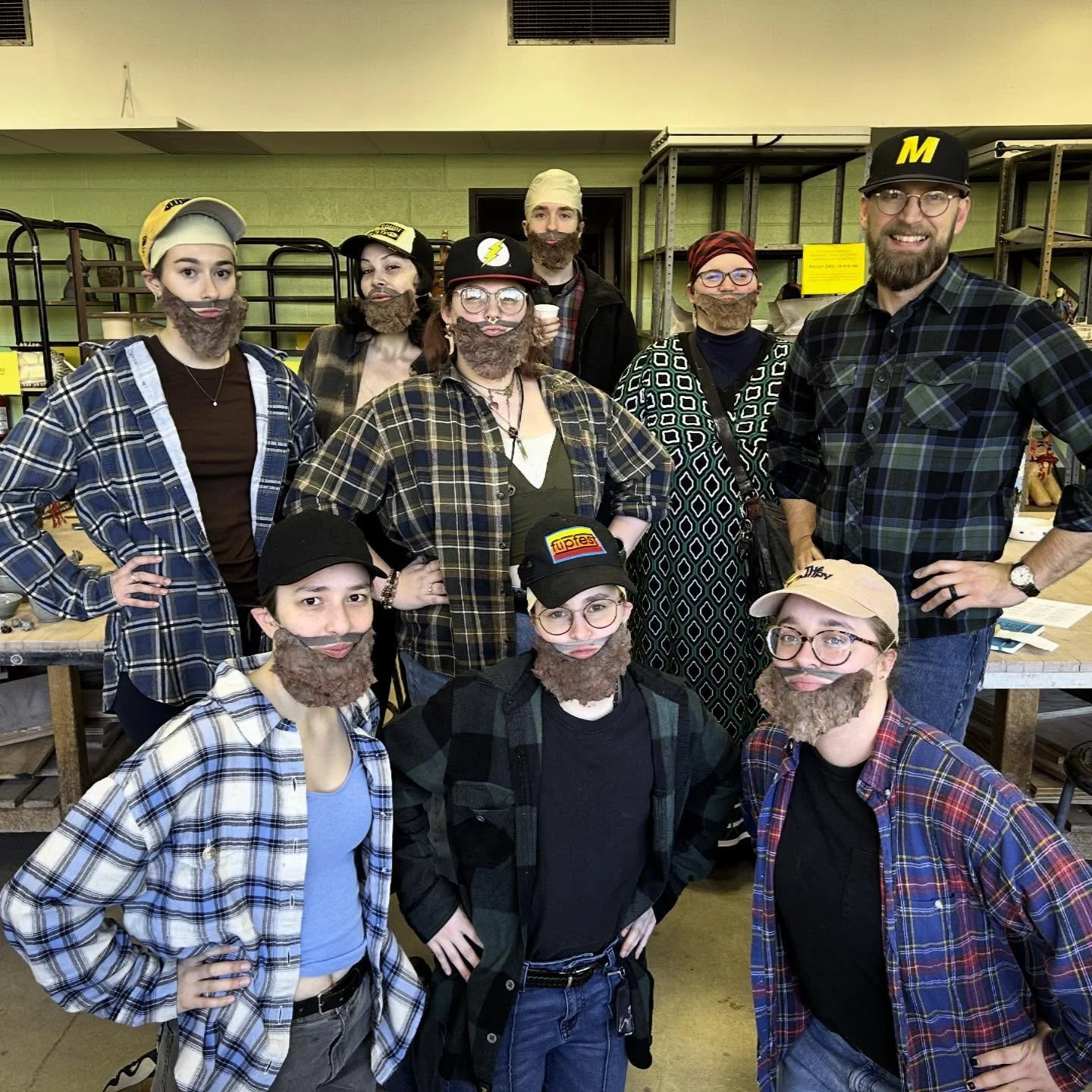 For their final the @mizzou_svs @mu_ceramics Advanced Ceramic students really brought their &ldquo;Eric&rdquo; energy (never underestimate the power of a good beard!)
.
.
.
.
.
#pots #pottery #ceramic #clay #finals