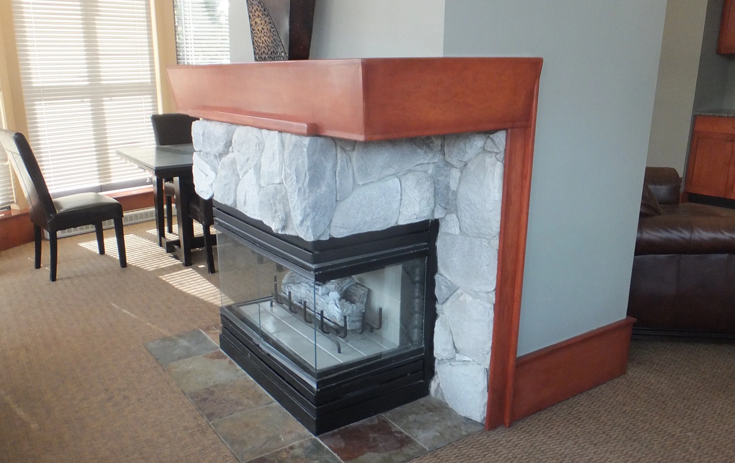 before - suite fireplace
