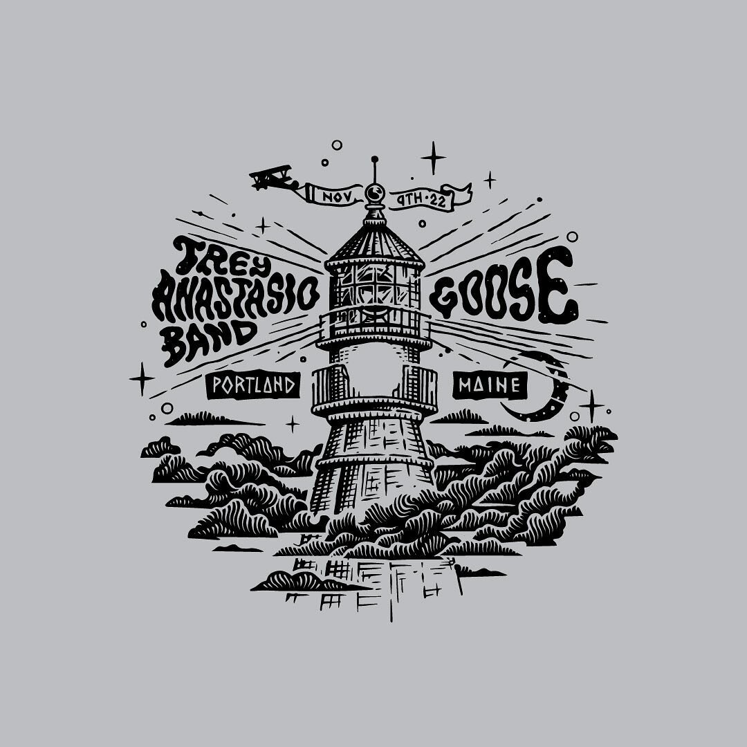 Collab illustration with Tony and I for @thoughtspaceathletics - I started this idea and the lighthouse and Tony came in and crushed the lettering and clouds etc. 

For Trey Anastasio of Phish.