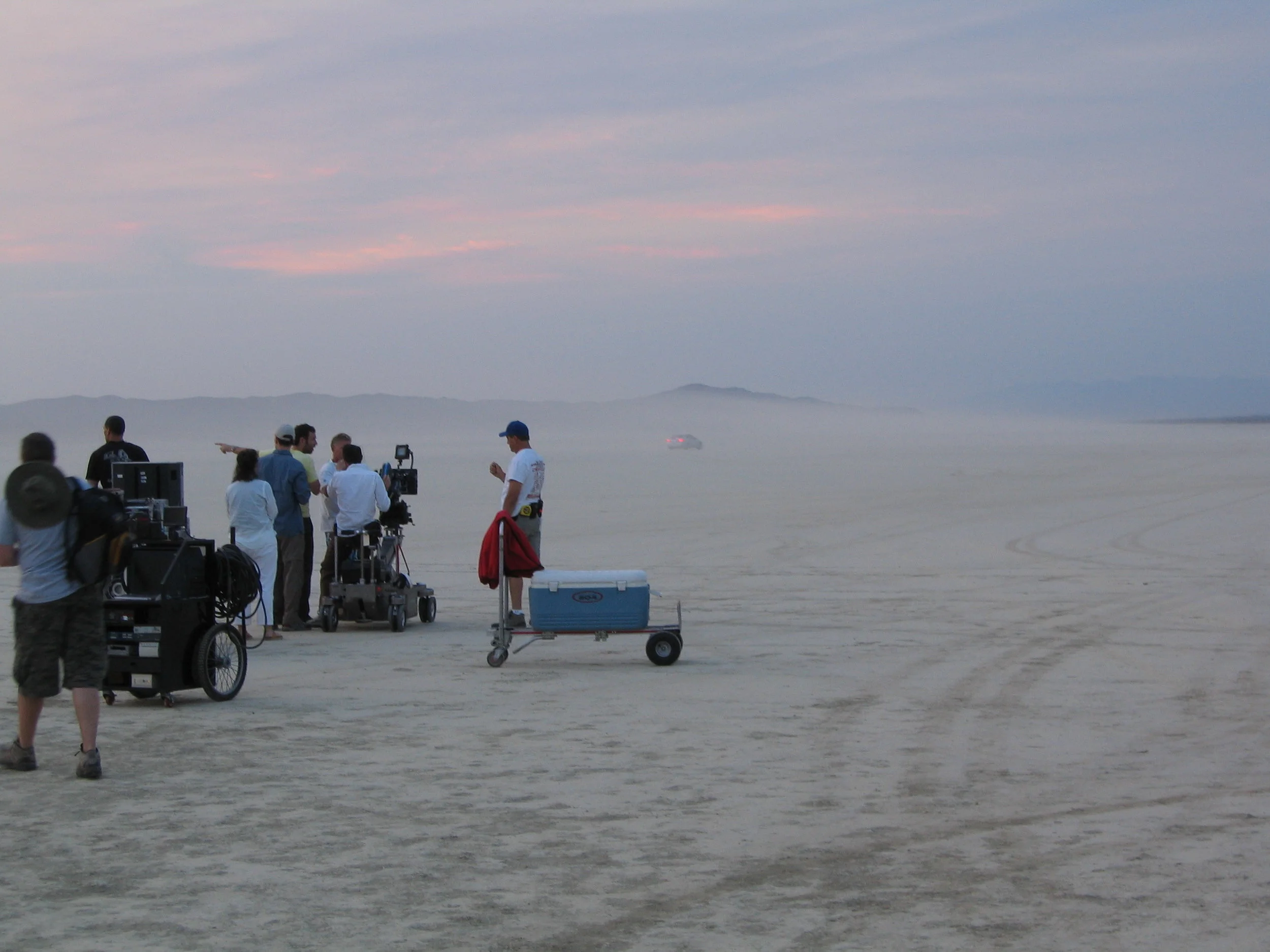 Crew and others shooting during the twilight