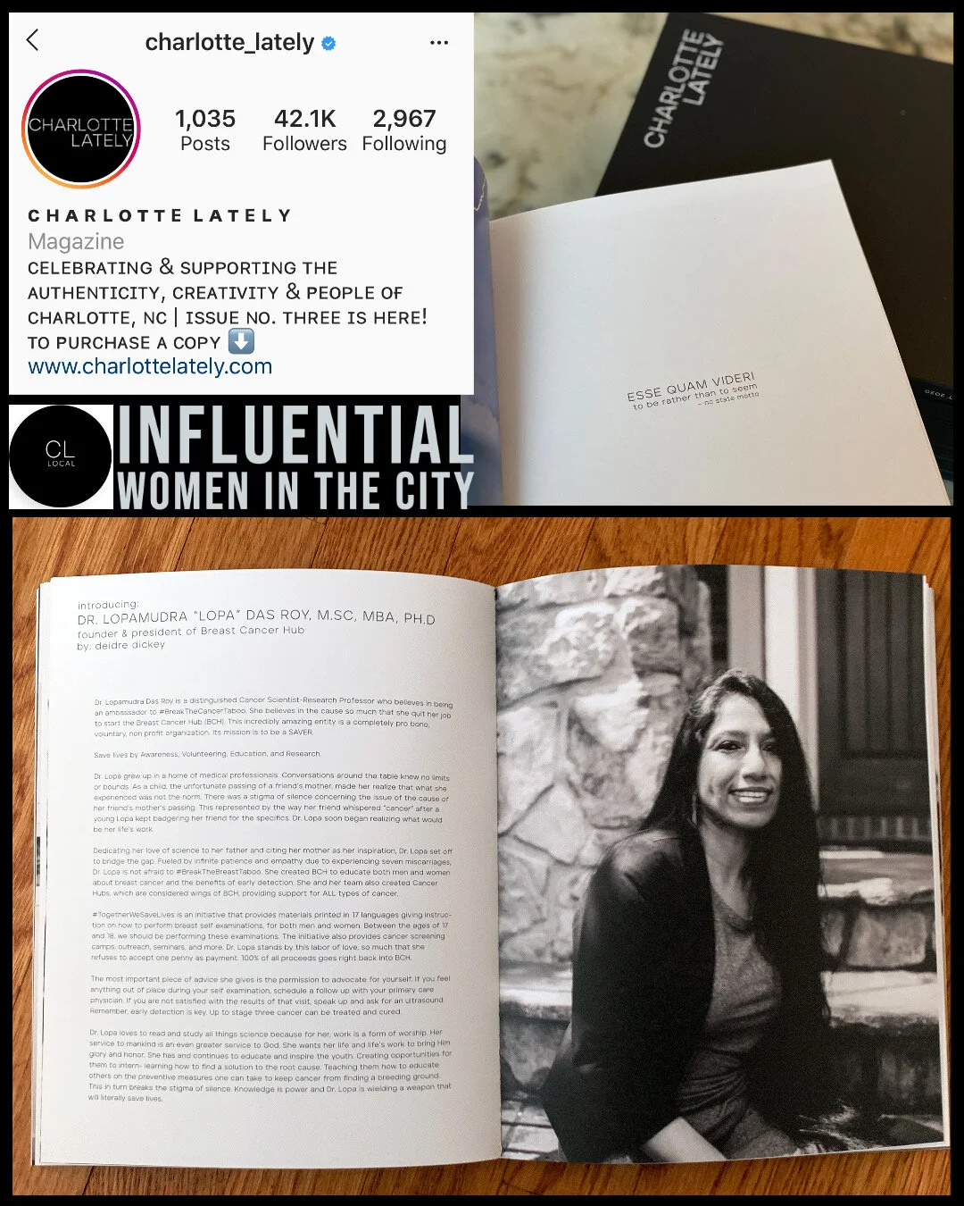 Dr Lopamudra Das Roy - 2020: Featured in Charlotte Lately Magazine