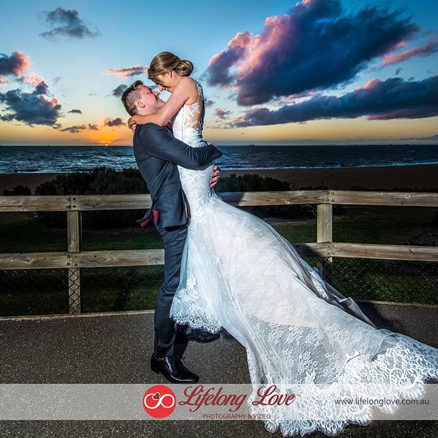 To keep our tradition alive we are posting another sneak peek image from Brooke and James 💏Saturday's wedding at Brighton Savoy. Pure Love and Happiness with the sunset over the bay in the background ❤️❤️❤️ ENJOY! (c) www.Lifelonglove.com.au 
#brigh