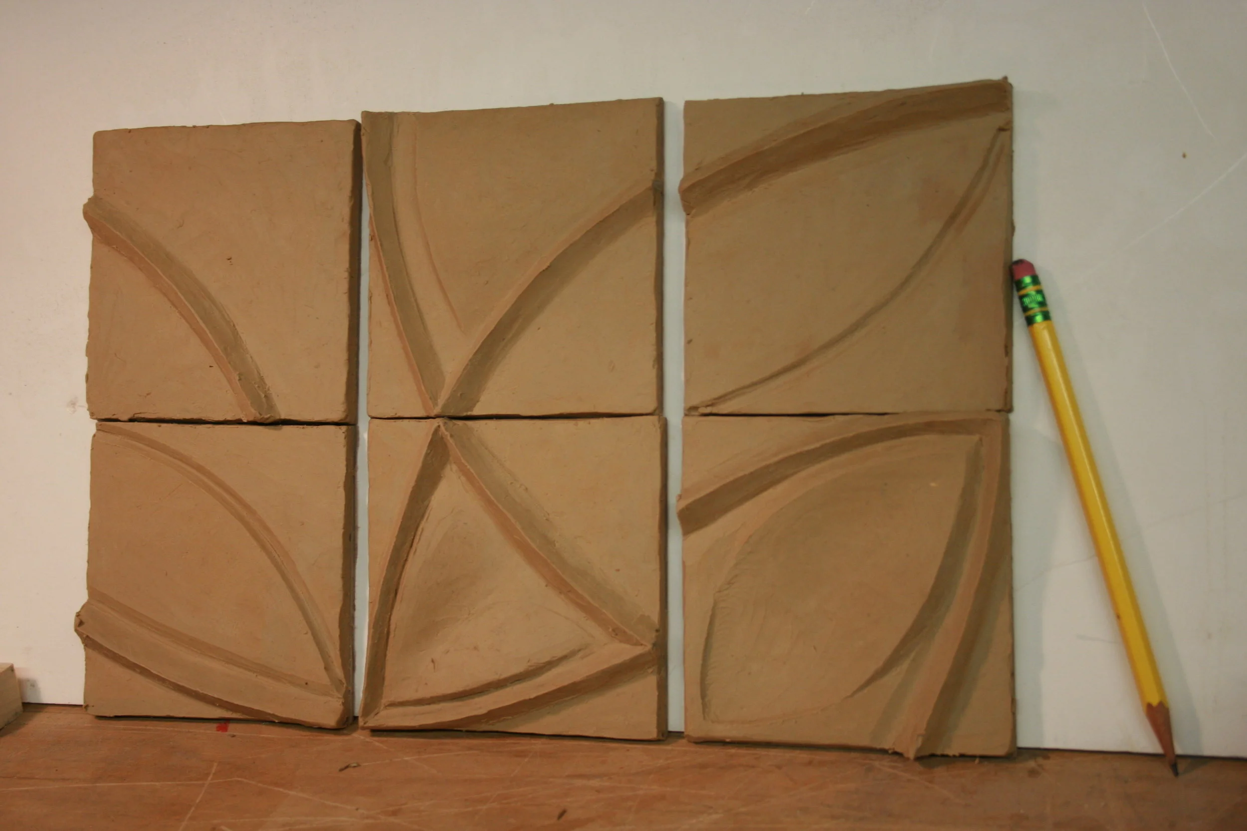  Study models for exterior art tile wall, clay 