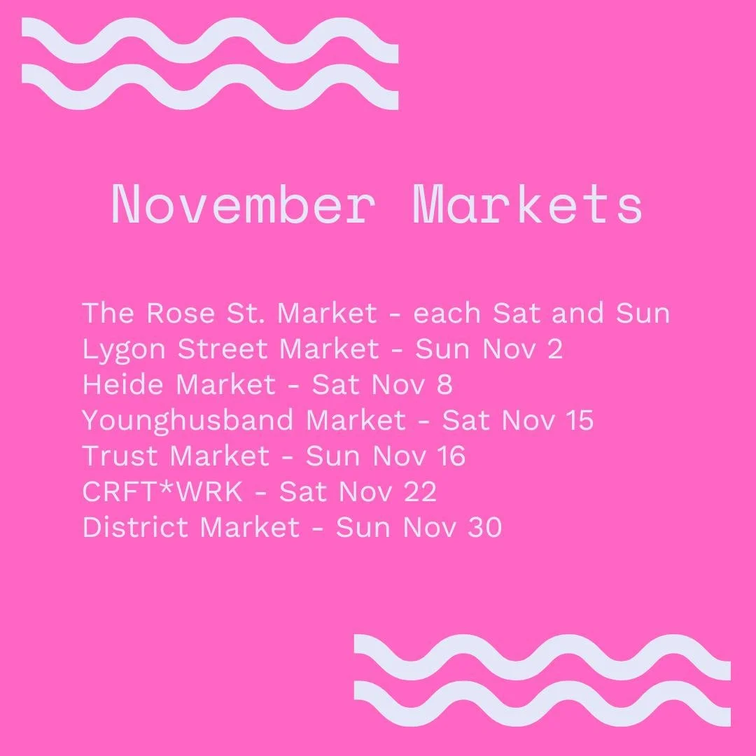 ☀️ Your November Market Guide is Here! ☀️

Get ready for a month packed with amazing makers, delicious food, and unique finds across our fantastic lineup of markets! We&rsquo;ve got something special happening almost every week&mdash;mark your calend