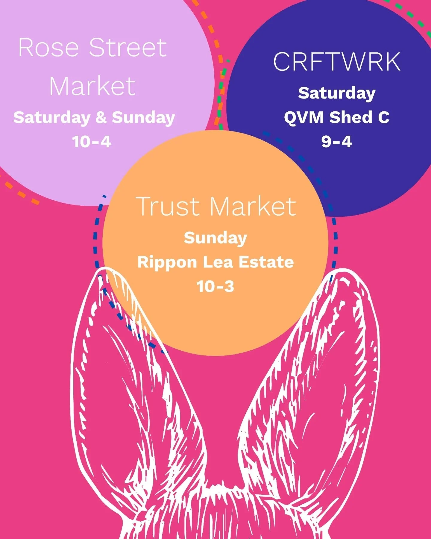 Hop to it!🐰 This Easter weekend is looking extra crafty, and we're bringing the goods to three different spots across the city.
Whether you're hunting for a unique find or just soaking up the long weekend vibes, come say hi! 
We'll be loaded up with
