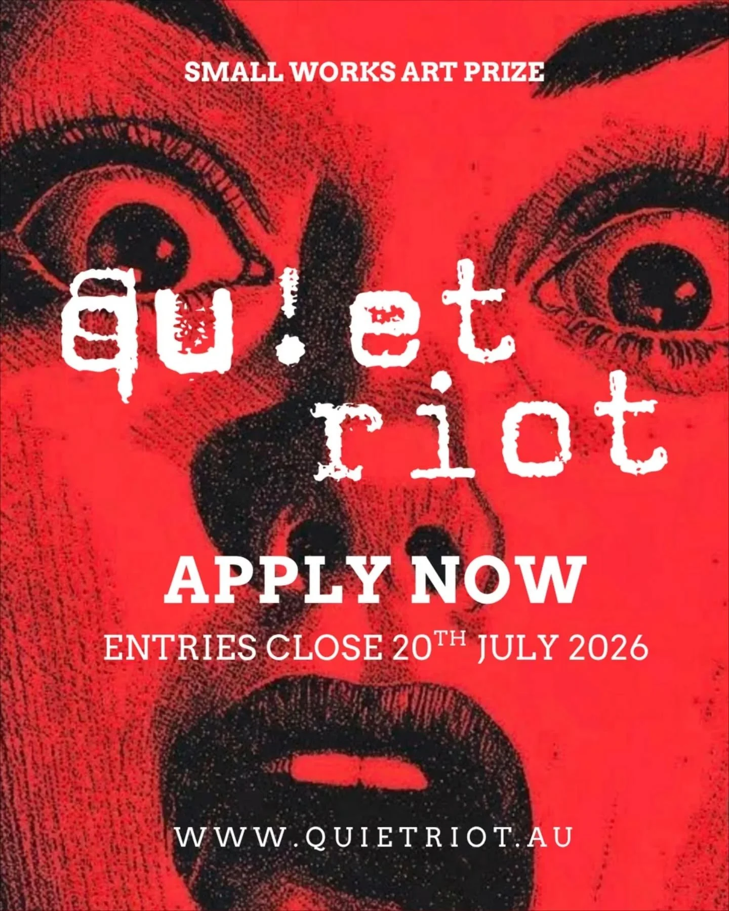 CALLING ALL ARTISTS.
Entries are now open for the Quiet Riot Small Works Art Prize 2026!
Artists from across Australia are invited to submit original artworks measuring up to 30 x 30 cm for this annual celebration of contemporary art on a small scale
