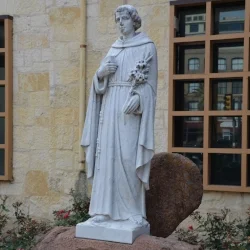 The group gathers near the statue of St. Anthony ("San Antonio").
