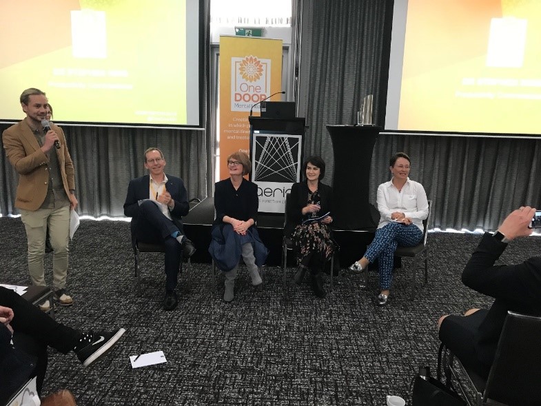 Panel discussion: Lucy Brogden, Chair of the National Mental Health Commission, Carmel Tebbutt, CEO Mental Health Coordinating Council (MHCC) and Catherine Lourey, NSW Mental Health Commissioner