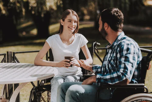 couple in wheelchairs