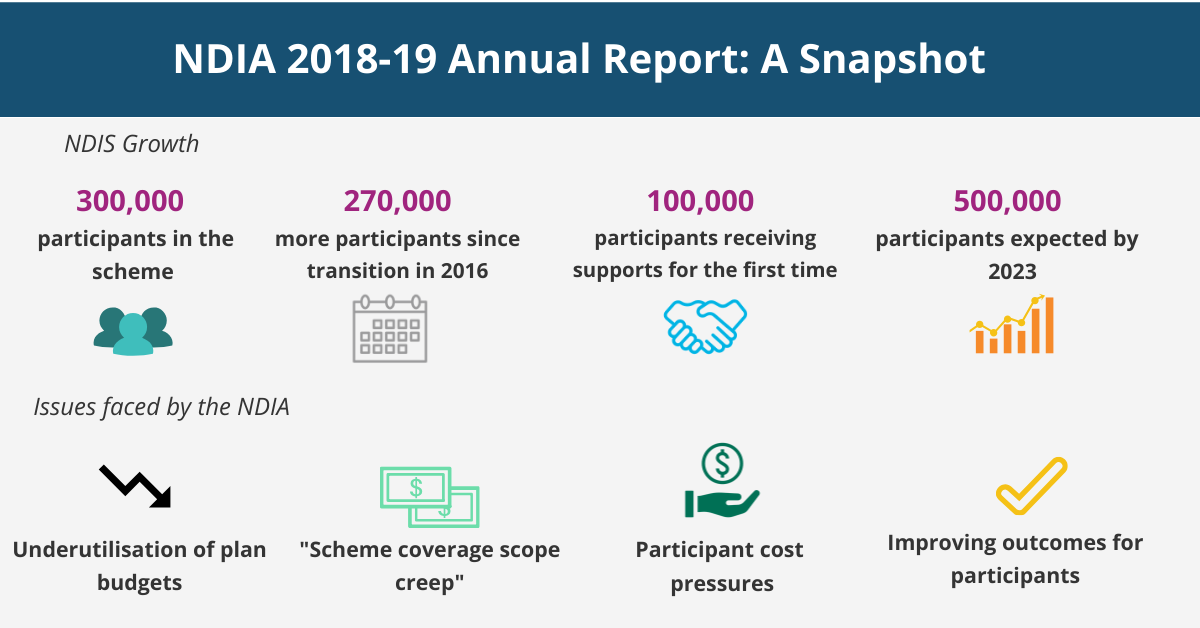 Infographic showing NDIS Growth and Issues faced by the NDIA