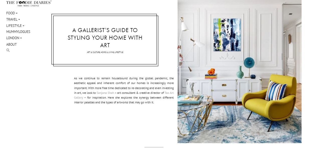 Gallerist's Guide to Styling your Home with Art- The  Foodie Diaries