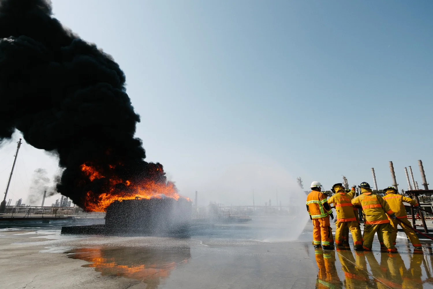 Smoke rising over heavy industry