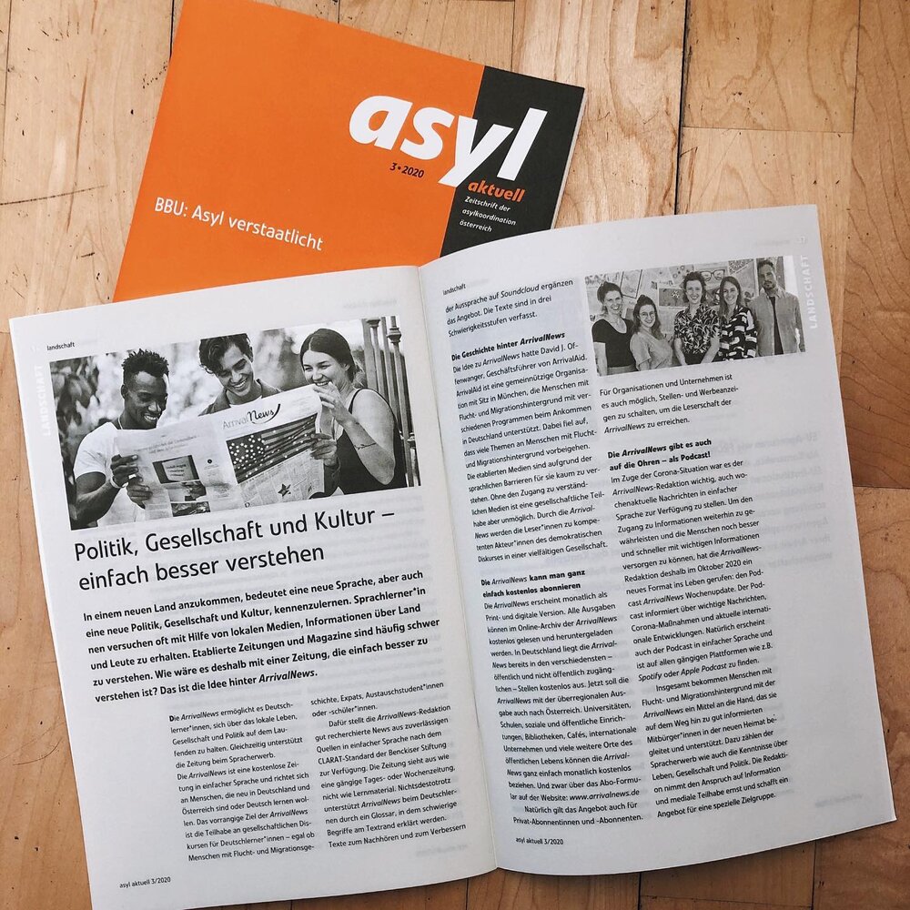 🎉📰 In der aktuellen Ausgabe der asyl aktuell ist ein Artikel &uuml;ber die ArrivalNews erschienen. Die asyl aktuell ist eine Zeitschrift der @asylkoordination_oesterreich . Vielen Dank an die Asylkoordniation f&uuml;r die tolle Zusammenarbeit! 🧡

