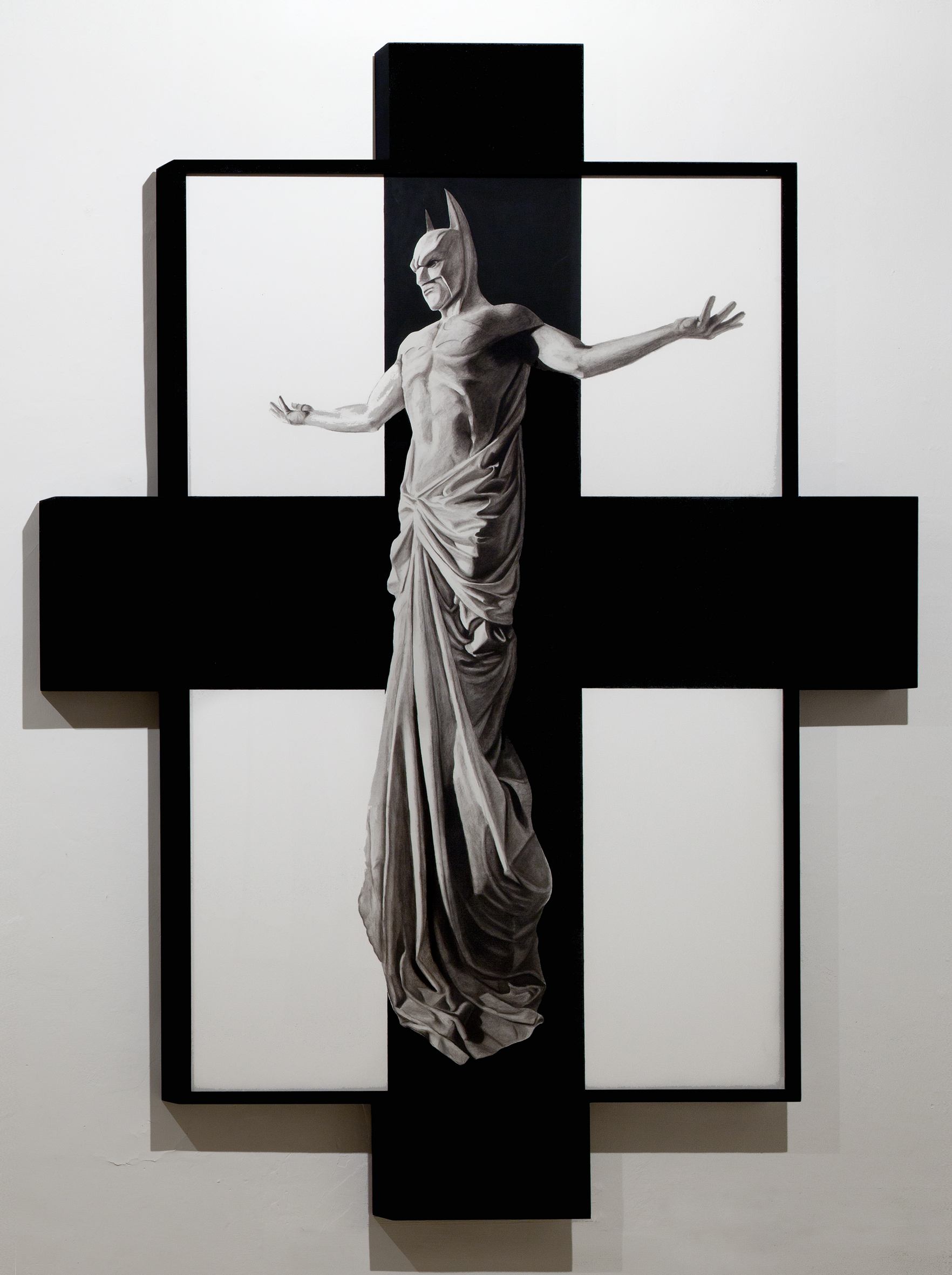    In Excelsis 1 , 2011 . Charcoal, paper, wood, enamel paint, 280x200x7 cm. Photo: Claudio Abate 