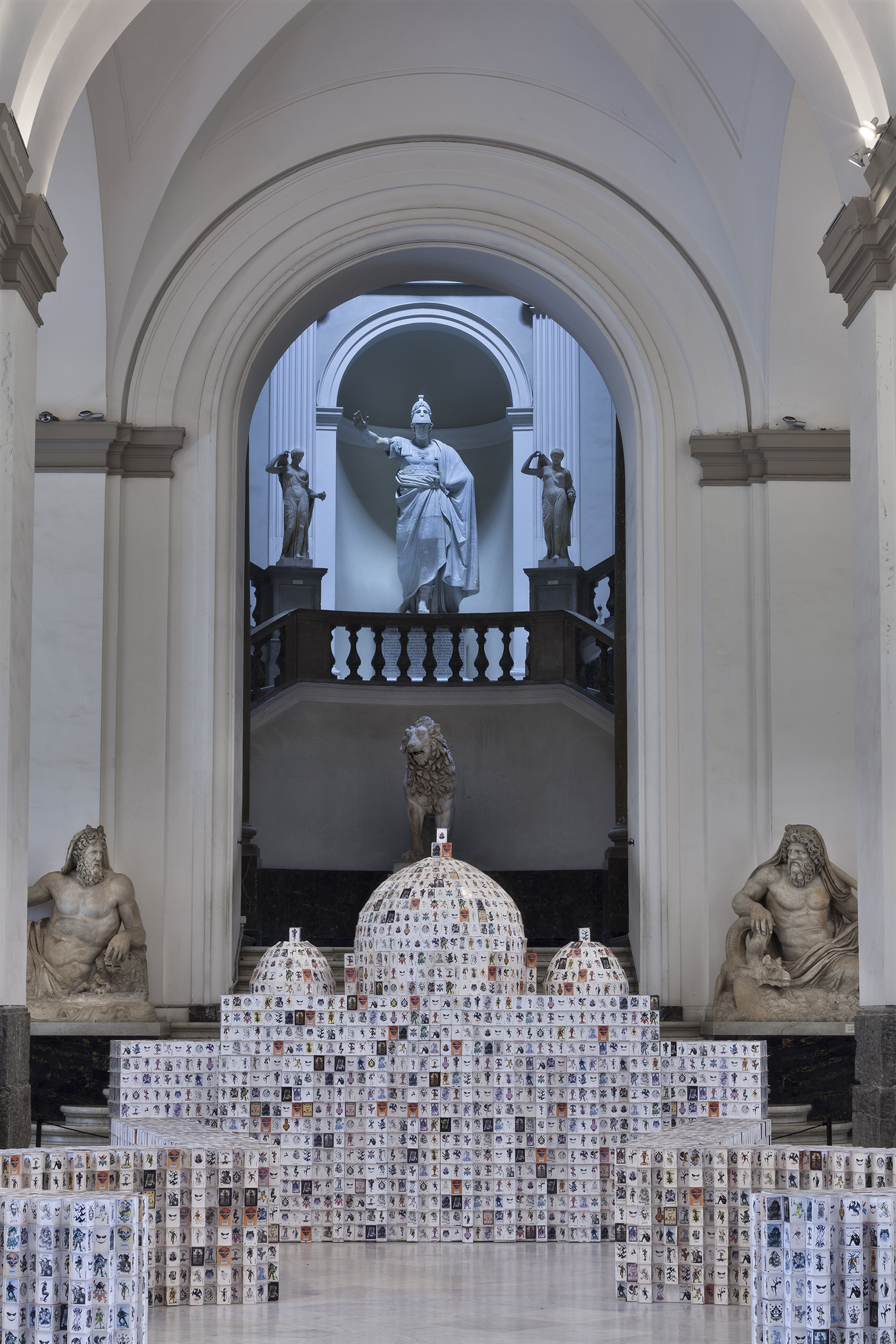    All Is Violent, All Is Bright , 2009 . MANN - Museo Archeologico Nazionale di Napoli, Naples 2016.. 50000 playing cards and wood, 300x590x980 cm. Installation view. Photo: Claudio Abate 