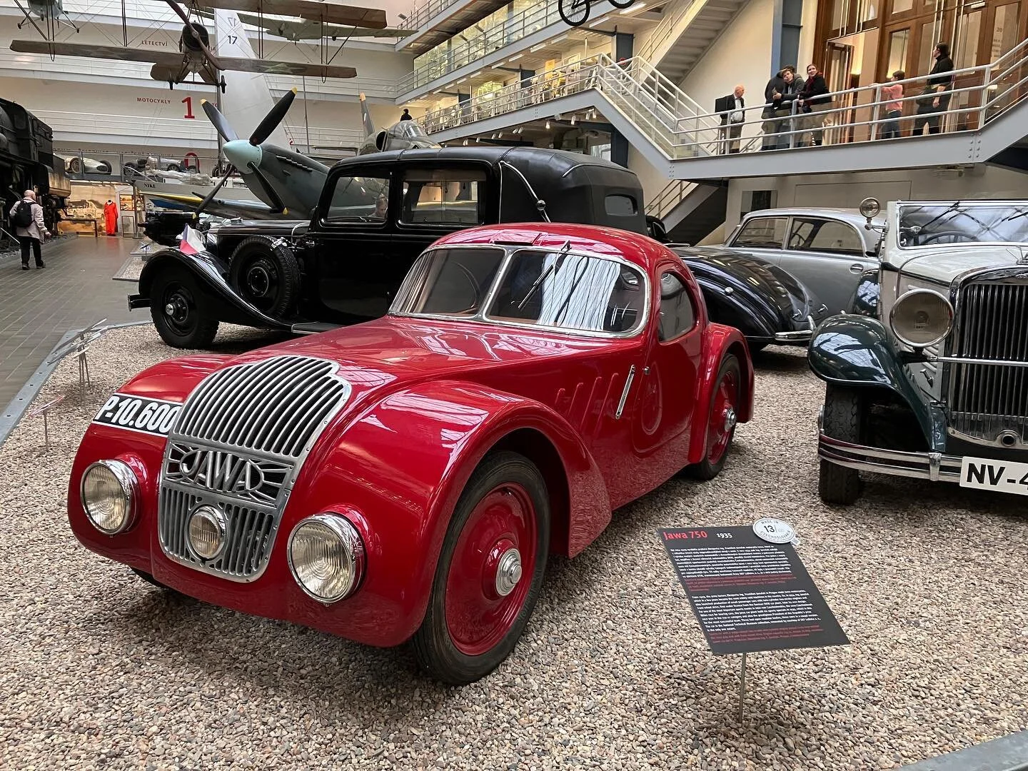 Very wet day in Prague so we visited the National Technical Museum A must if you are interested in design and science.  Each floor has a new floor theme from architecture printing cars motorbikes and more . Typical communist building of the period