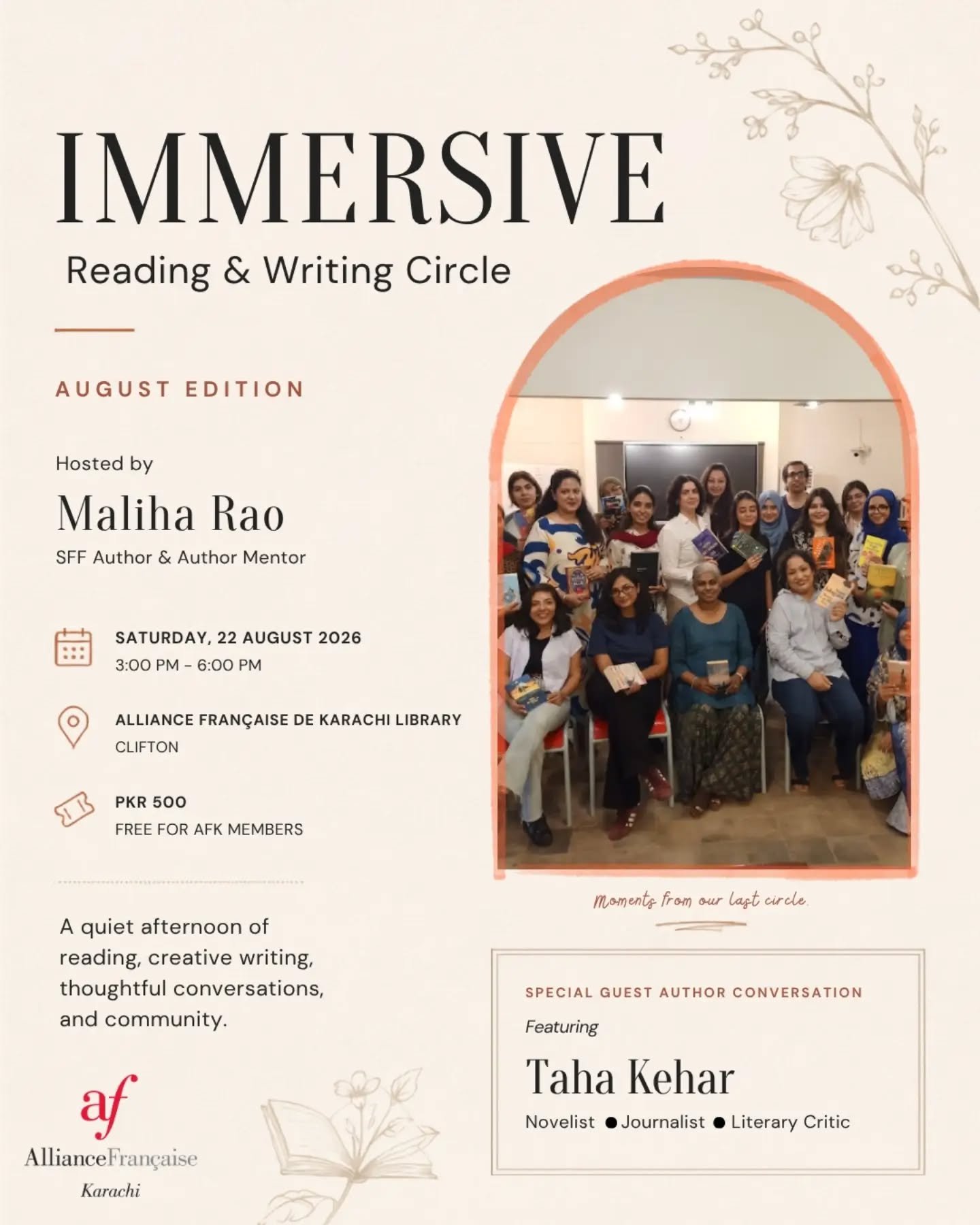 Immersive: A Reading &amp; Writing Circle &mdash; August Edition 📚

After a beautiful last session, Immersive returns to the library for another afternoon of reading, writing, conversation, and community. ✍️

This month, alongside our usual circle a