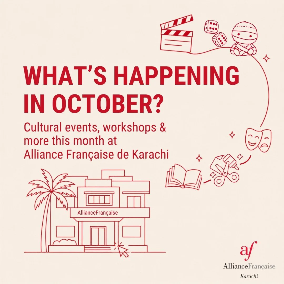 🍁 It&rsquo;s a full month at Alliance Fran&ccedil;aise de Karachi.

French cinema, game nights, a street-art expo, new courses and more are coming to our Clifton campus this October. Here&rsquo;s your lineup 👇

🎲 RPG Game Day with Gamer&rsquo;s De