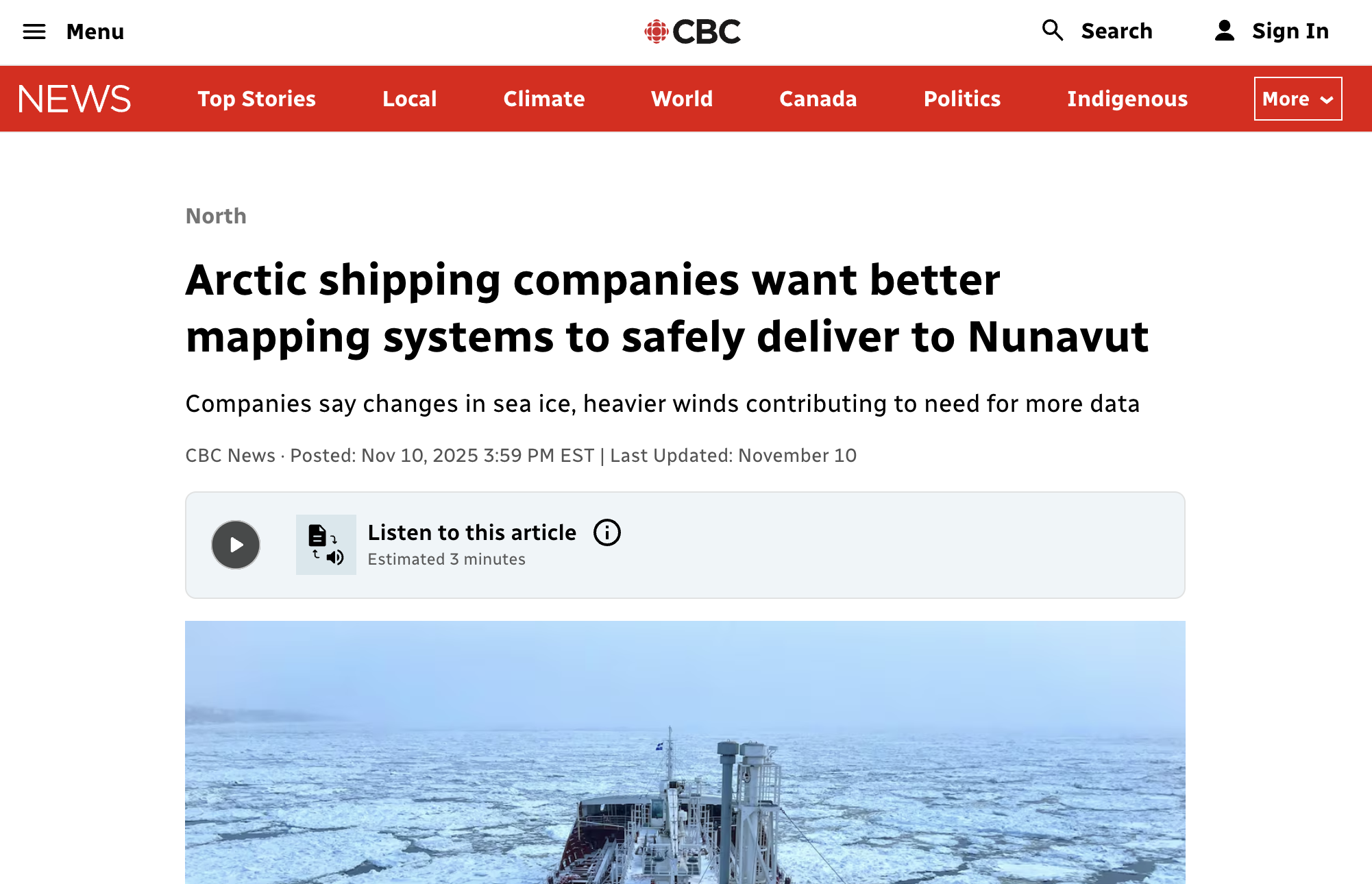 CBC : Arctic shipping companies want better mapping systems to safely deliver to Nunavut