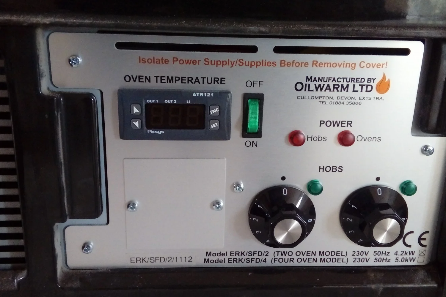 Former solid fuel deluxe aga control panel (2 oven)