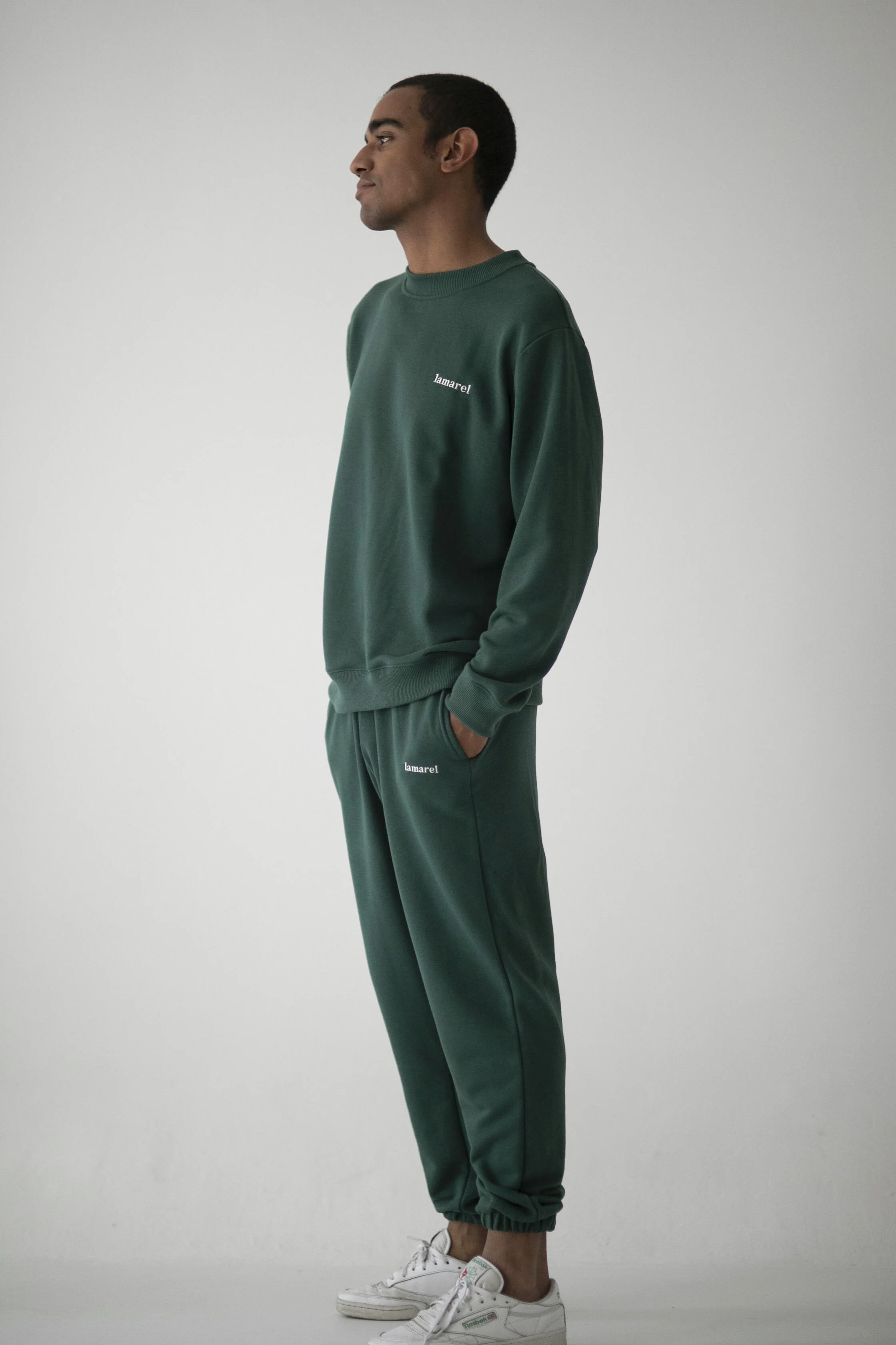 green and black track pants