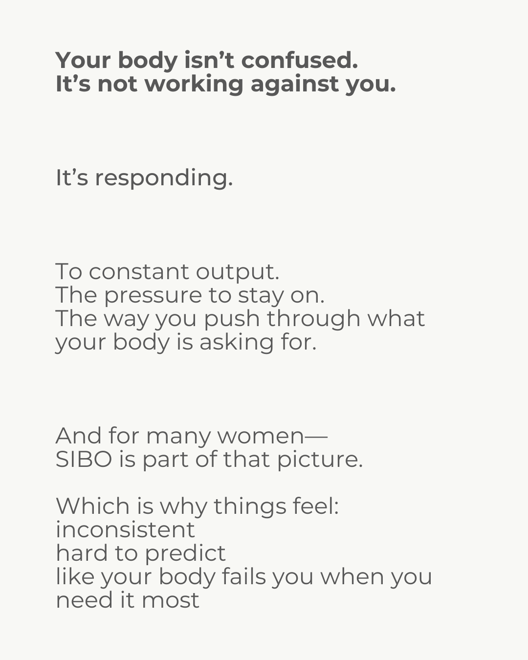 Functional gut health approach to SIBO showing how to stop guessing with food eliminations, supplements, and recurring symptoms by understanding what’s happening in the body in real time.