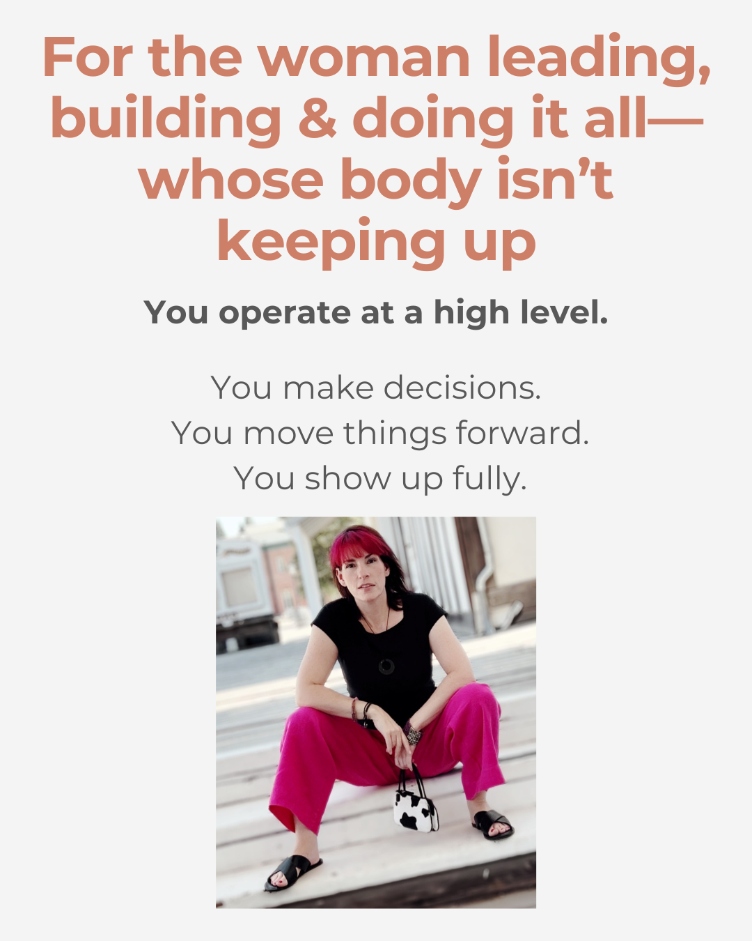 High-performing woman navigating gut health issues impacting energy, focus, and daily performance