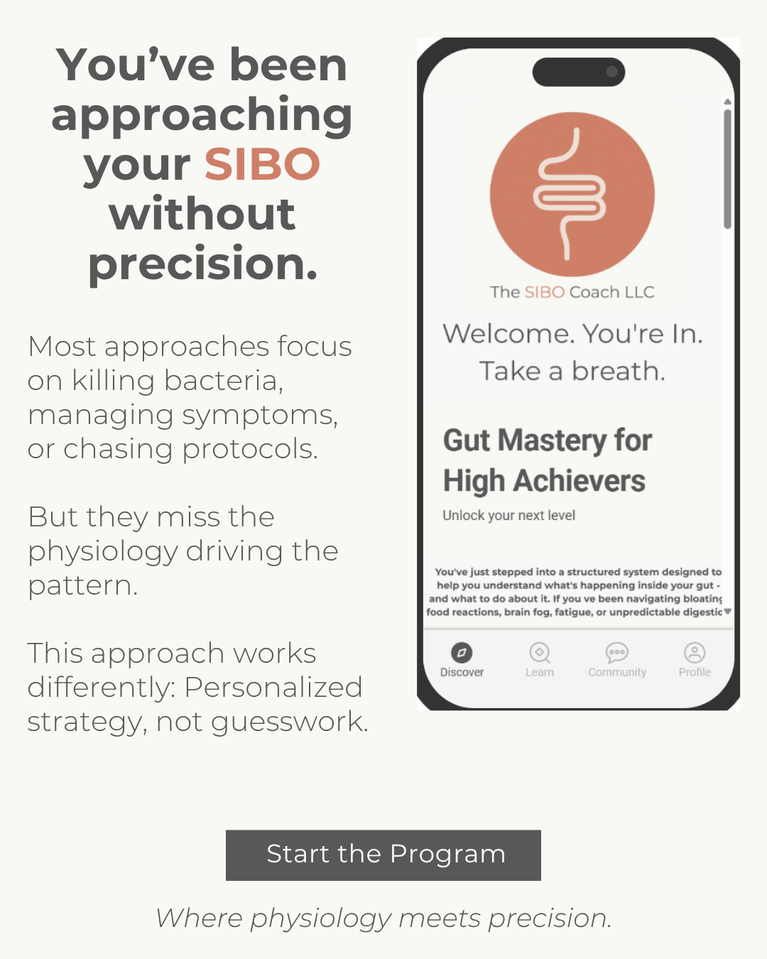 Gut mastery app for women with SIBO, bloating, and unpredictable digestion focused on clarity and strategy instead of guesswork