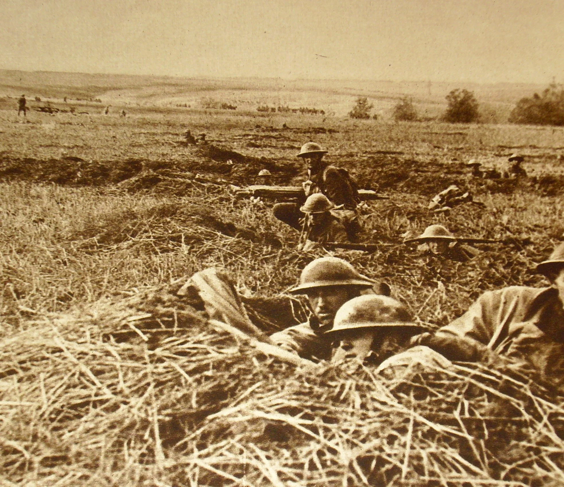 American soldiers in the trenches during World War One.