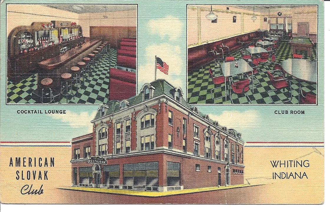 The American Slovak Club has been located at 1324 119th Street for decades. But it looks different than it looked in this 1930s era post card. Today, the top floor is gone. The building was also known as the Slovak Dom, “dom” being a Slovak word for “home.” The upstairs is where Slovak immigrants and their families gathered for wedding celebrations and for special events. But in the 1960s, the upstairs hall was shut down. By 1982, damage caused by leaks led to the roof collapsing at the exact moment a meeting was being held on the ground floor to discuss bids for removing the top floor.