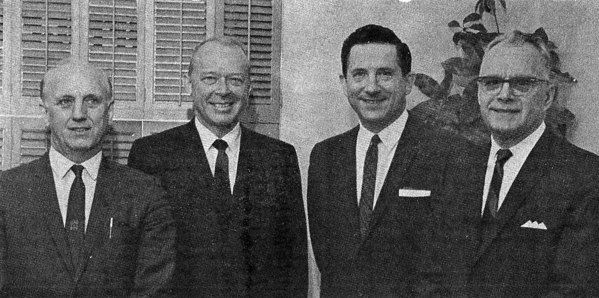 Downtown Whiting was home to numerous attorneys from its earliest days through the 1970s. All four in this 1968 photo had their offices downtown. They are, left to right, George Pate (1522 119th Street), William Belshaw and Ben Danko (both at 1450 119th Street), and Walter Keckich (1449 119th Street). (Times-Grafic photograph)