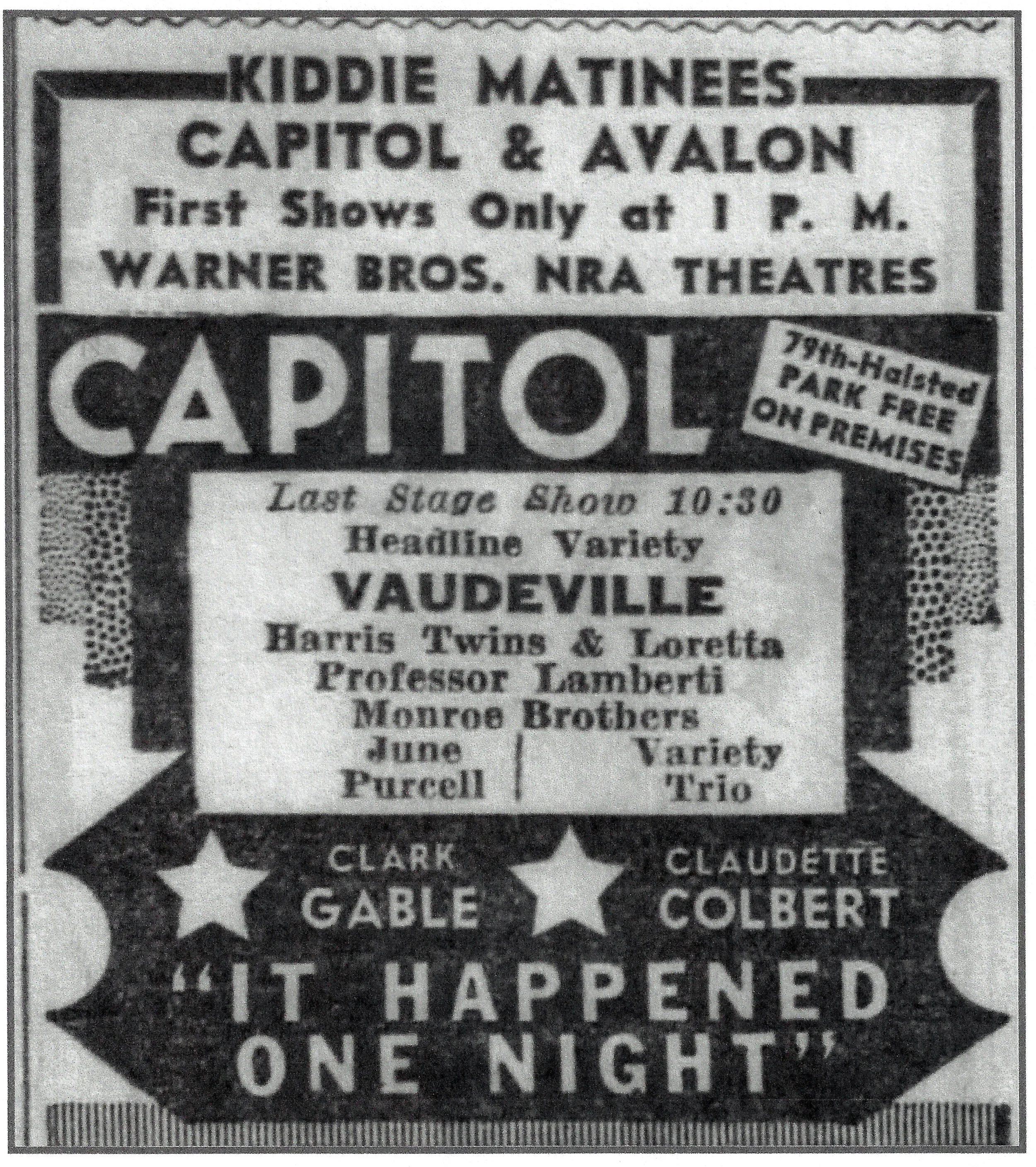 After gaining popularity by playing at dances, in churches, at birthday parties, and for events sponsored by local organizations, the Monroe Brothers spread out beyond Northwest Indiana and started appearing in Chicago. That included appearances on the vaudeville stage, at a time when they were still near the bottom of the bill. This ad is from 1934.