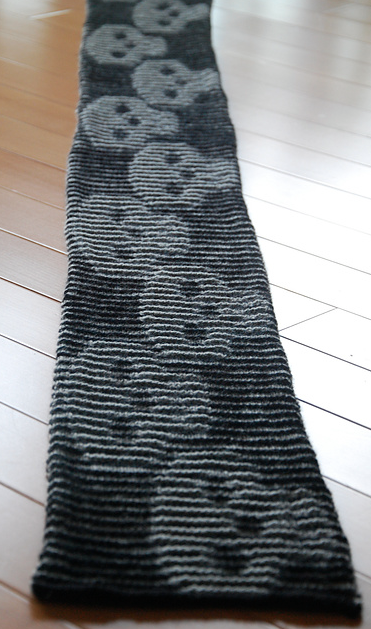 black scarf with skulls