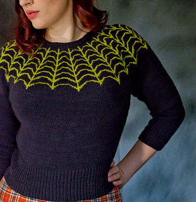 sweater with a spider web motif