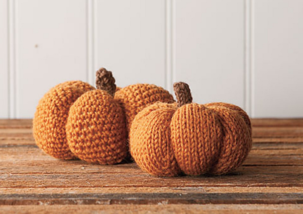 hand knit and crochet pumpkins