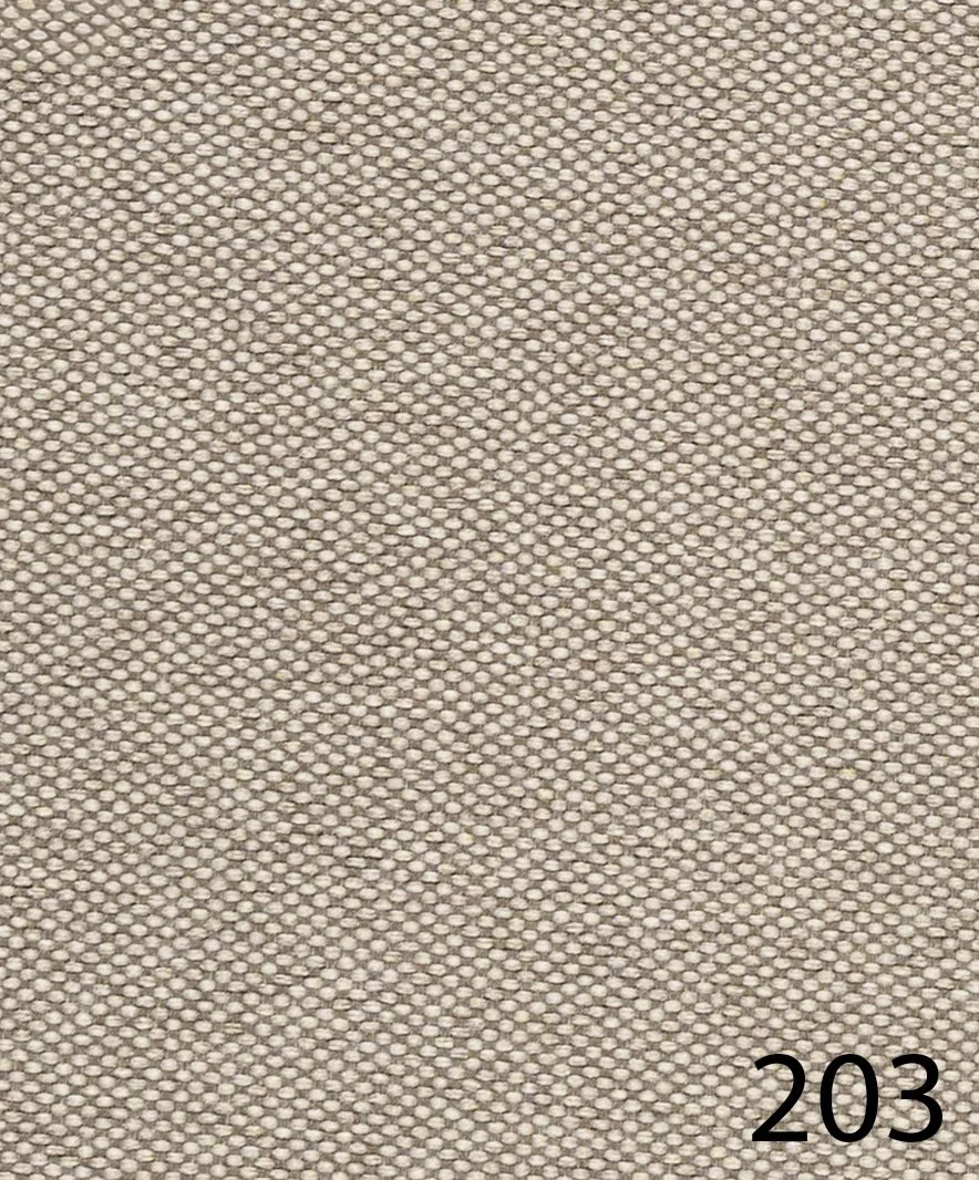 Close-up of textured beige fabric with a small black number 203 in the bottom right corner.