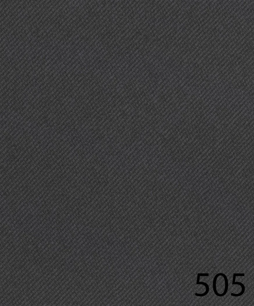 Close-up of dark gray fabric with the number 505 in the bottom right corner.