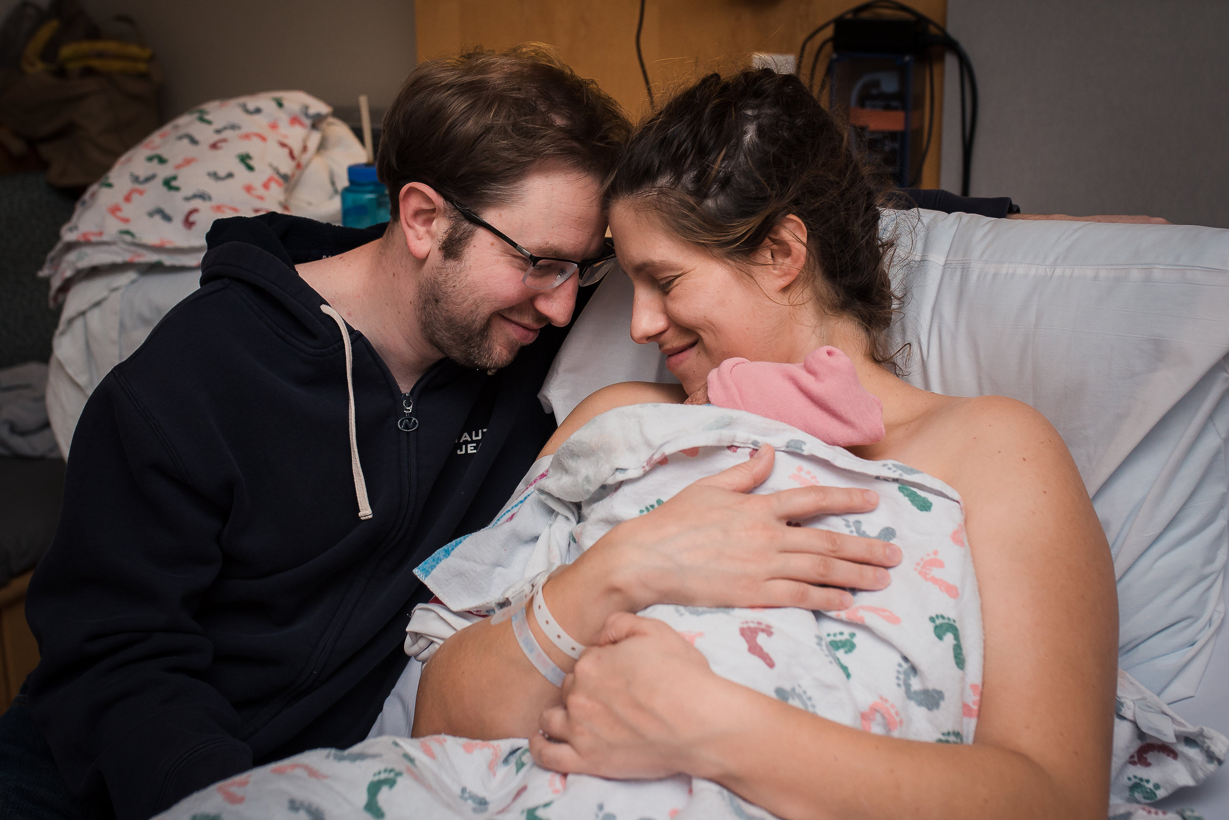 Family birth photography after birth at magee women's hospital pittsburgh
