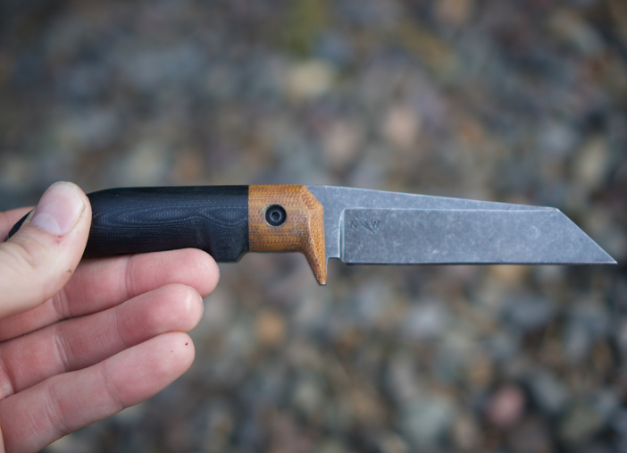 Midsize, Classic Profile, Wharncliffe  Acid Stonewash, Black G10, Natural Canvas Micarta 