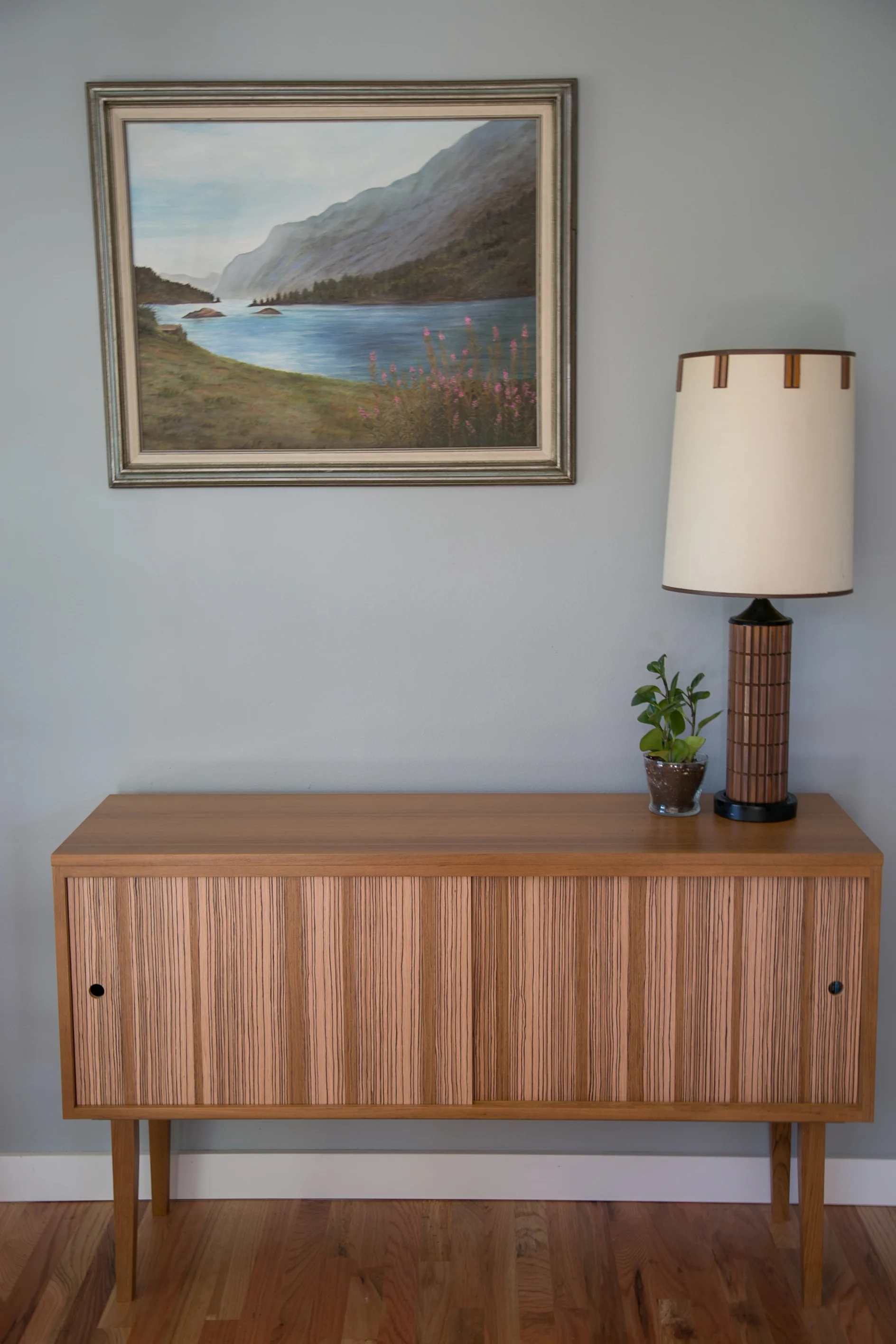 Custom veneered record credenza