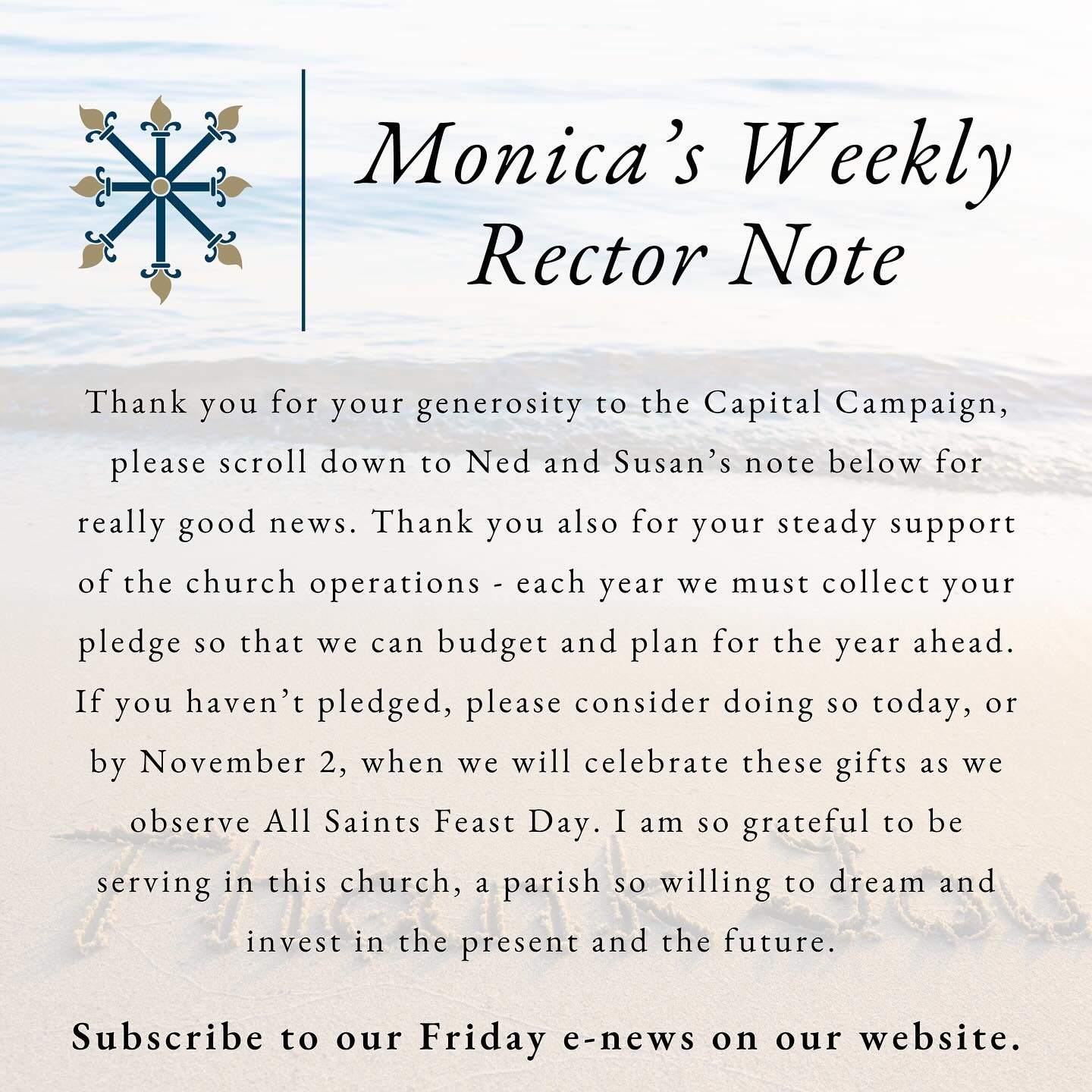 (1/2)

October 17, 2025

Dear Beloved of St. Martin&rsquo;s,

I wrote &ldquo;this is fun&rdquo; on the whiteboard at the beginning of staff meeting this week. We were in the youth room. Banging was overhead in Gable Hall. The plumbing work down the h