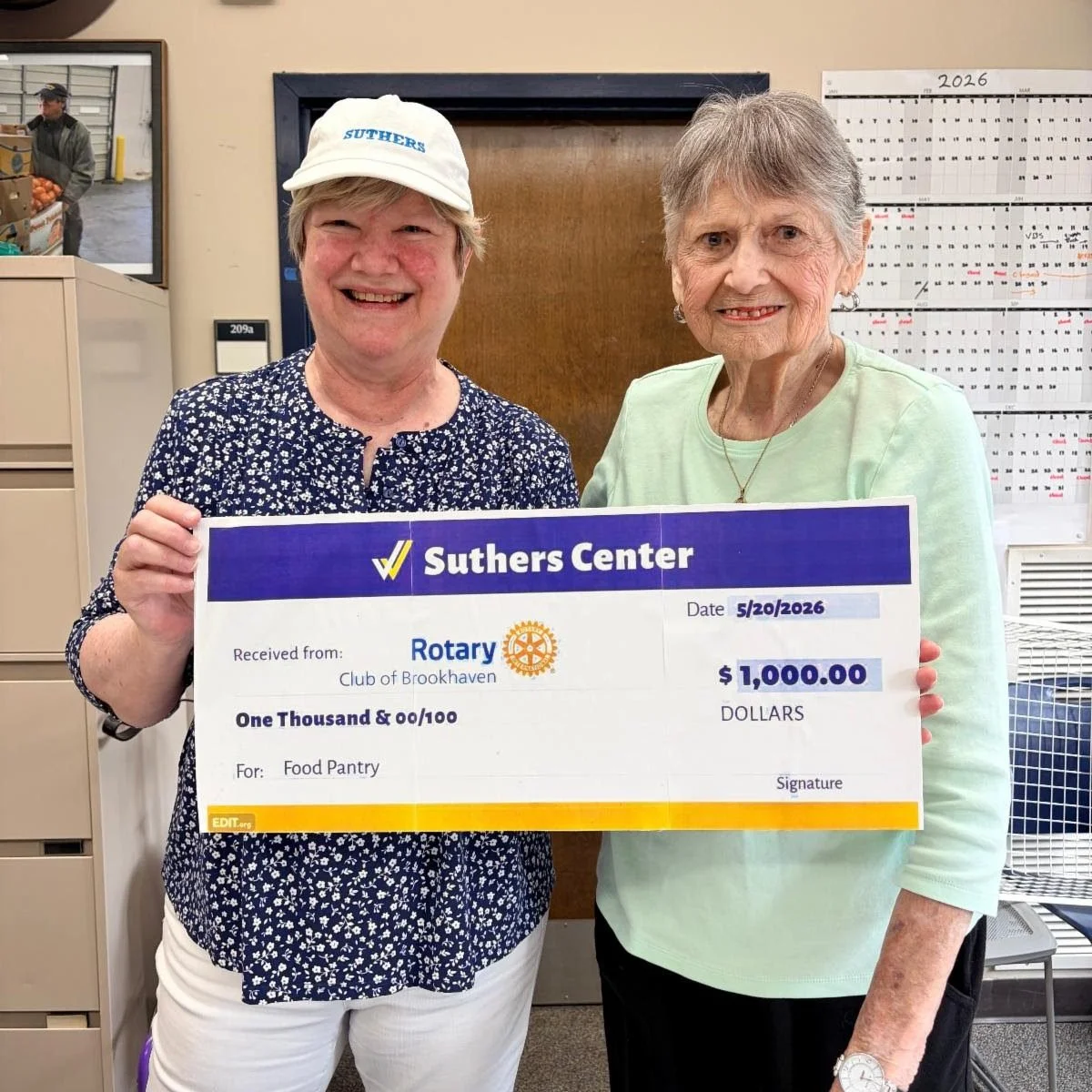 Suthers Food Pantry Receives Rotary Club Grant

Suthers is thrilled to have been awarded a grant from the Rotary Club to help us with our planned new volunteer registration &amp; management system. We look forward to working with the Rotary Club thro
