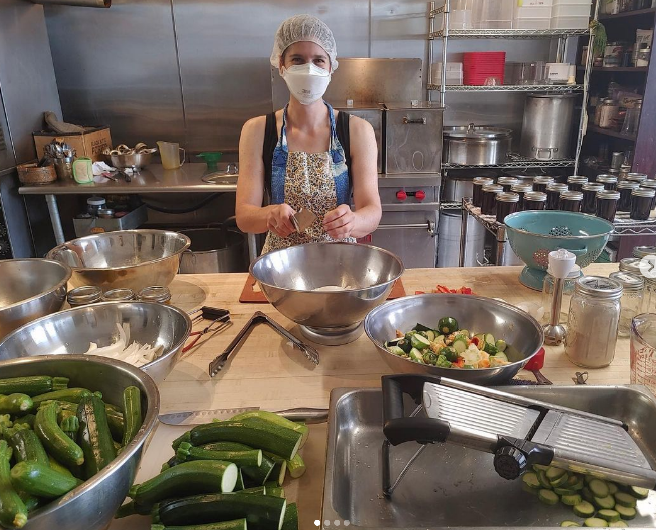 Megan working in the kitchen