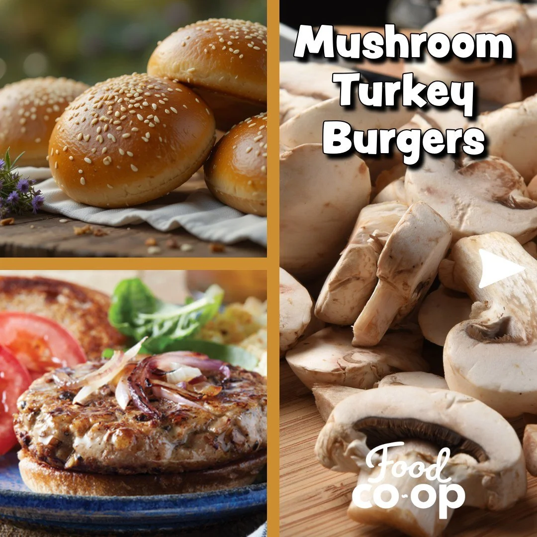 🍄&zwj;🟫Mushroom Turkey Burgers 🍄&zwj;🟫

Preparation:
1. Mince the mushrooms with a knife or by pulsing in a food processor. Place a large skillet over medium-high heat and add the olive oil, then scrape the mushrooms into the hot pan. Stir, scrap