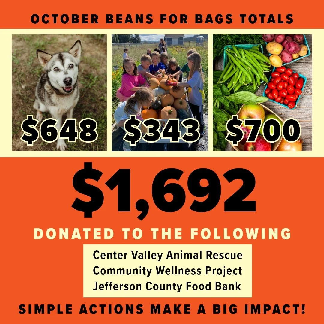 ♻️🛍️ Thanks so much for reusing your bags and donating those beans!

This month we are happy to donate the following to vital organizations in our community:
🐶 $648 to Center Valley Animal Rescue &ndash; providing safe harbor and rehabilitation for
